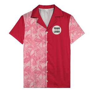 watercolor flamingo pineapple leaf repeat hawaiian shirt for men