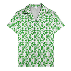 watercolor palm leaf repeat tropical hawaiian shirt for men