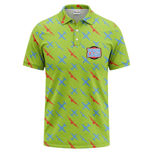 airplane silhouette repeat aviation graphic polo shirt for men
