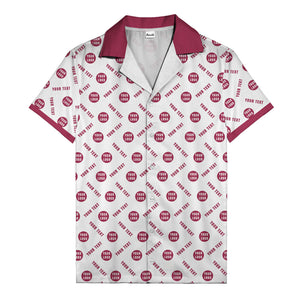 black custom logo circles text white hawaiian shirt