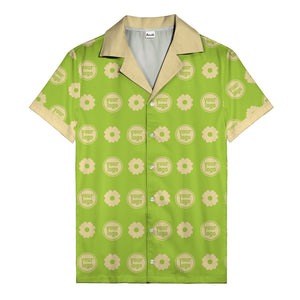 custom logo daisy repeat pattern hawaiian shirt for men