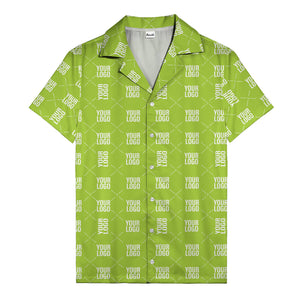 custom logo diamond repeat monochrome hawaiian shirt for men