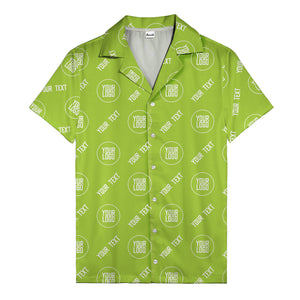 custom logo & text circle repeat black white hawaiian shirt for men