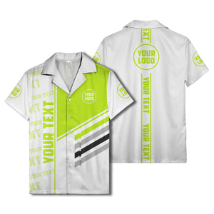 diagonal stripes custom logo repeat graphic hawaiian shirt