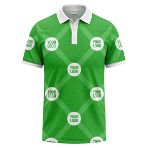 diagonal stripes & repeating custom logo polo shirt for men