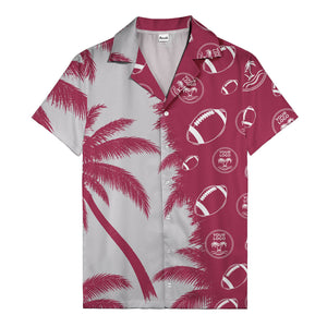 footballs & palm tree silhouettes black white graphic hawaiian shirt