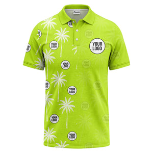 palm trees & custom logo circle repeat graphic polo shirt