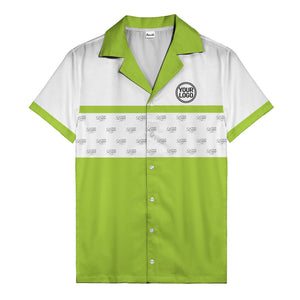 retro bowling custom logo repeat hawaiian shirt for men