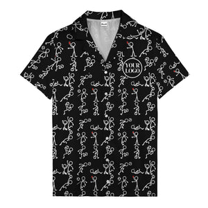 soccer stick figures & footballs fun cartoon hawaiian shirt