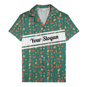 steak sausage burger cartoon grill repeat hawaiian shirt