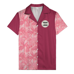 watercolor flamingo pineapple leaf repeat hawaiian shirt for men