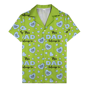 watercolor hearts & custom names hawaiian shirt for dad, navy blue