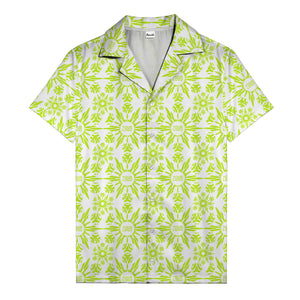 watercolor palm leaf repeat tropical hawaiian shirt for men