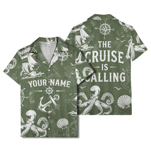 anchor octopus compass nautical adventure hawaiian shirt for men