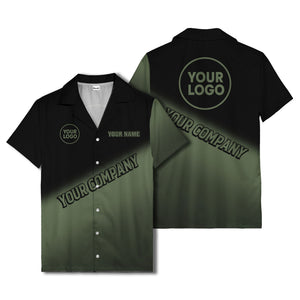 custom logo gradient black white corporate hawaiian shirt