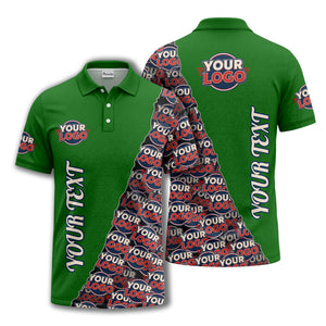 custom logo repeat vertical text pattern personalized polo shirt
