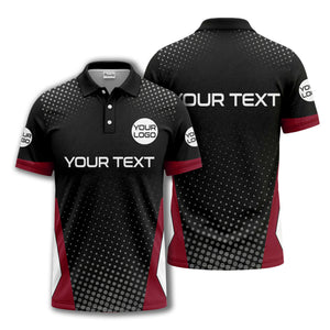 custom logo text overlay polka dot golf polo shirt