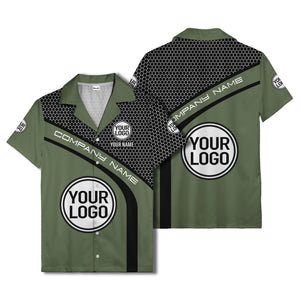 hexagonal grid diagonal stripe hawaiian shirt with custom logo