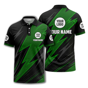 lightning bolt pattern with custom logo and name polo shirt for men