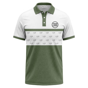 monochrome custom logo repeat stripe polo shirt for men