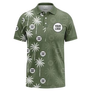 palm trees & custom logo circle repeat graphic polo shirt