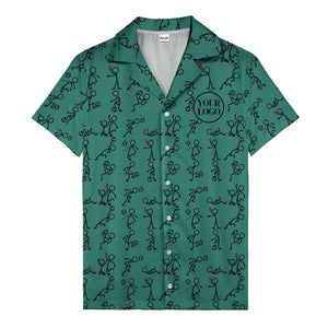 soccer stick figures & footballs fun cartoon hawaiian shirt