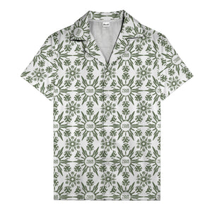 watercolor palm leaf repeat tropical hawaiian shirt for men