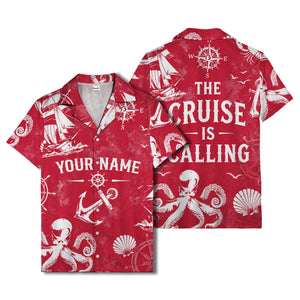anchor octopus compass nautical adventure hawaiian shirt for men