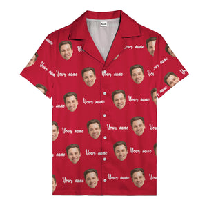 custom face portrait & personalized text repeat hawaiian shirt