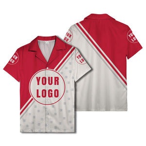 custom logo circles & diagonal stripes minimalist hawaiian shirt for men