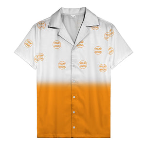 custom logo ombre gradient black white hawaiian shirt