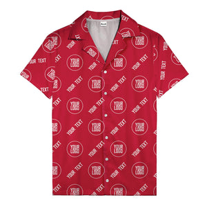 custom logo & text circle repeat black white hawaiian shirt for men