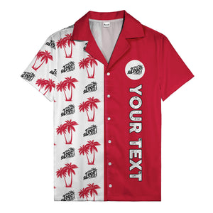 customizable palm tree & personalized text tropical green hawaiian shirt for vacation