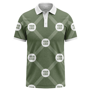 diagonal stripes & repeating custom logo polo shirt for men