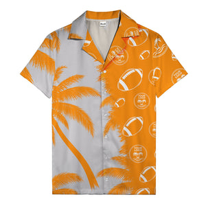 footballs & palm tree silhouettes black white graphic hawaiian shirt