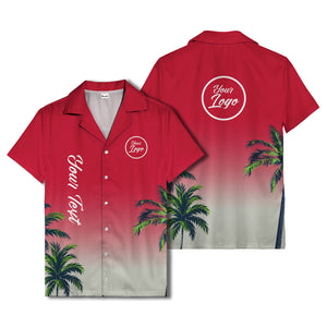 gradient palm tree silhouettes custom text hawaiian shirt for men