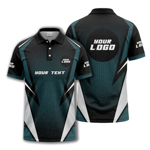 hexagonal grid geometric lines modern tech-inspired polo shirt