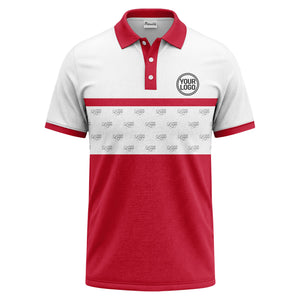 monochrome custom logo repeat stripe polo shirt for men