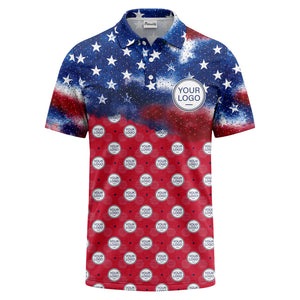 stars & stripes american flag custom logo all over print polo shirt