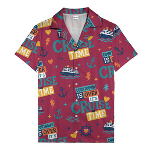cruise ships & anchors cartoon fun hawaiian shirt for vacation