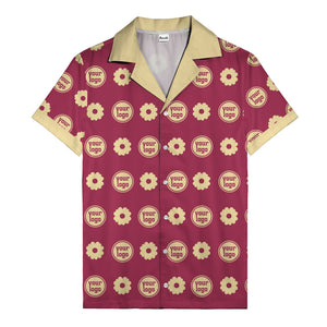 custom logo daisy repeat pattern hawaiian shirt for men