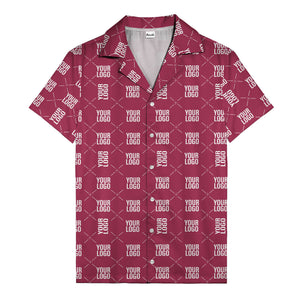 custom logo diamond repeat monochrome hawaiian shirt for men