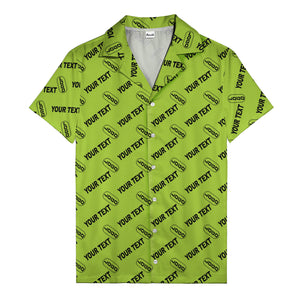 custom logo & editable text repeat pattern black hawaiian shirt