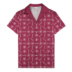 custom text & logo repeat pattern hawaiian shirt