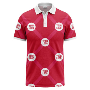 diagonal stripes & repeating custom logo polo shirt for men