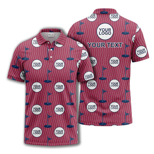 golf flag logo repeat pattern country club golf polo shirt