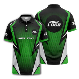 hexagonal grid geometric lines modern tech-inspired polo shirt