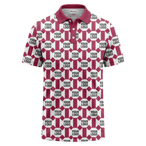 monochrome hexagon repeat custom logo geometric polo shirt for men