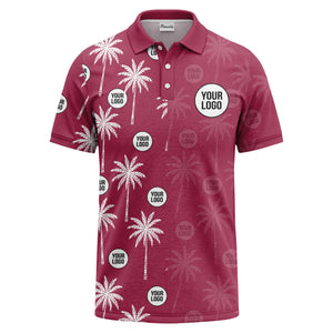 palm trees & custom logo circle repeat graphic polo shirt