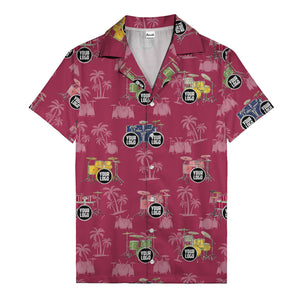 rockin' drum kits & palm trees repeat hawaiian shirt for musicians